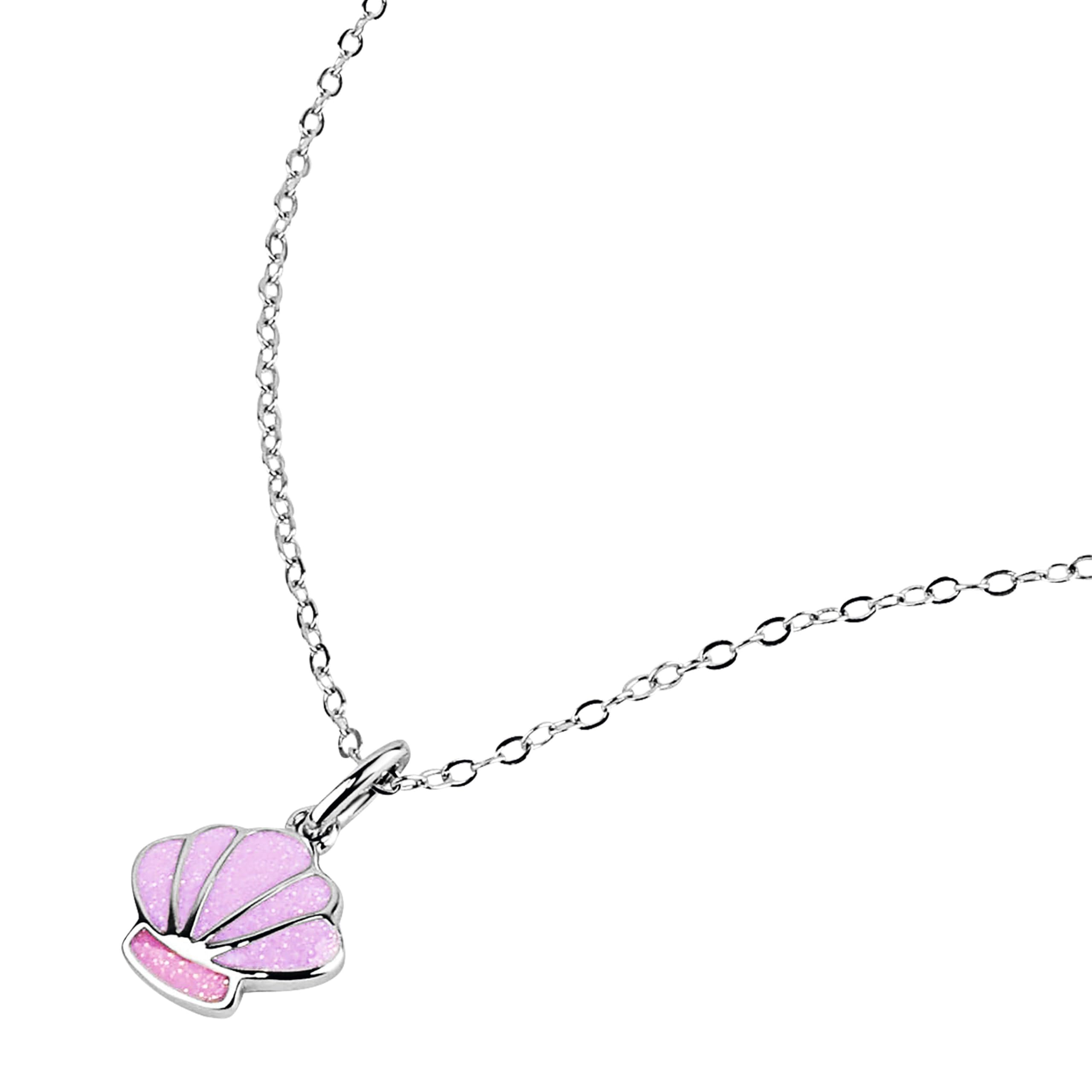 Prinzessin Lillifee Kette mit Anhänger für Mädchen, Sterling Silber 925, 35+3 cm, silber, Muschel-Anhänger, Kinderschmuck, Geschenkidee, kommt in Schmuck Geschenk Box, 2101022