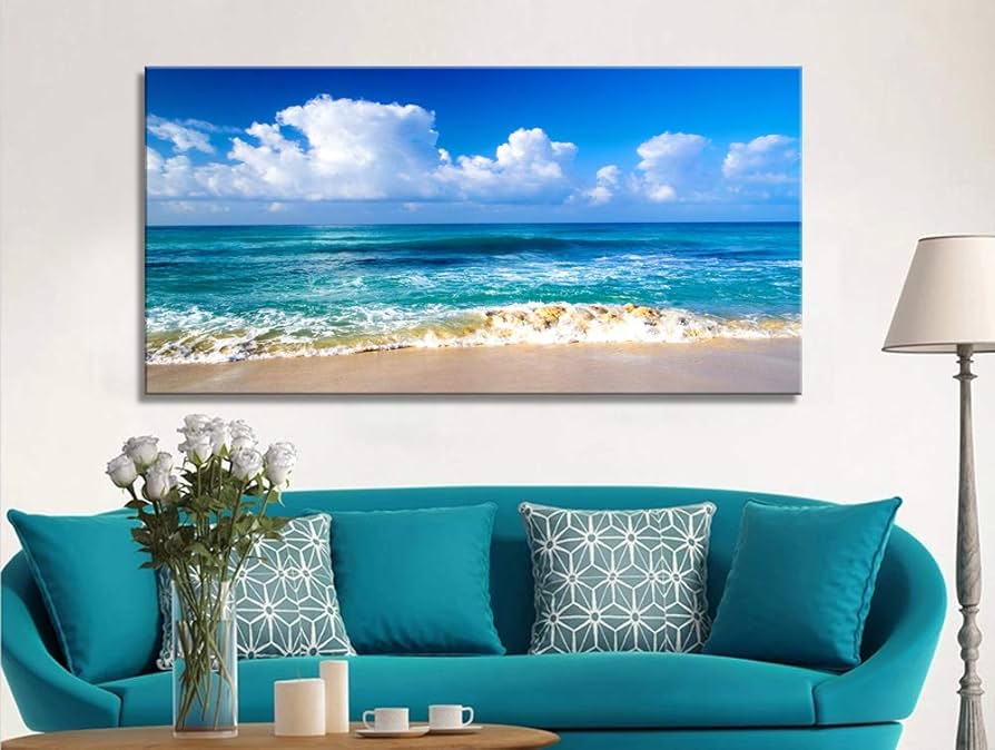 海の風景 キャンバス Amazon.co.jp: Lサイズ ブルービーチテーマ モダン ストレッチ