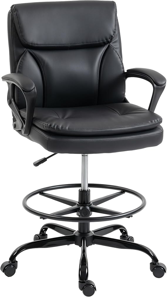 HOMCOM Chaise Ergonomique à Hauteur Réglable avec Repose-Pieds