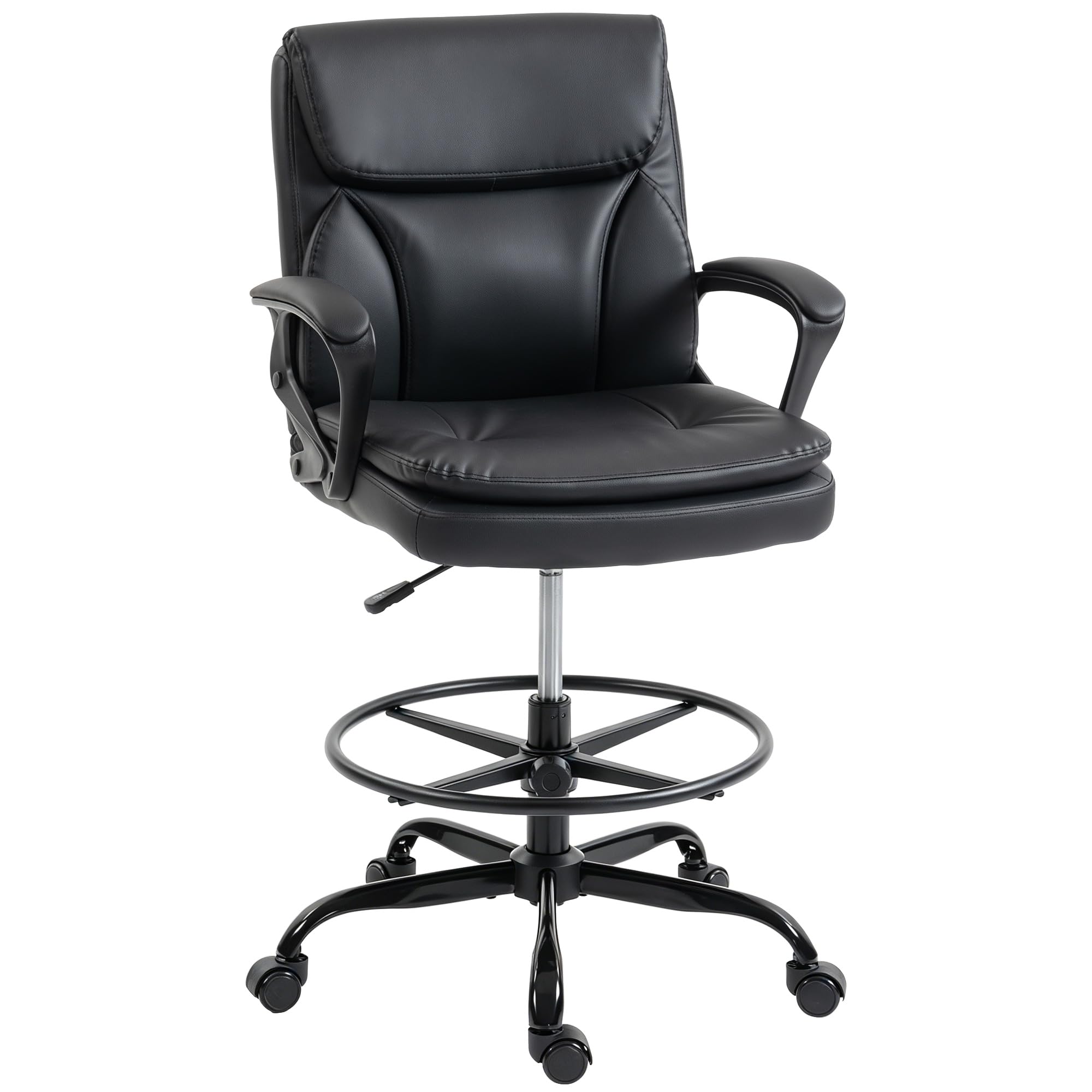 HOMCOM Chaise Bureau Ergonomique Chaise de Dessin Réglable en Hauteur Noir