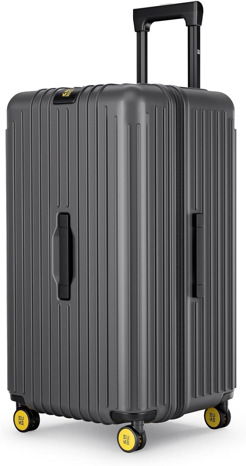 EUME Trunk Check in Trolley Bags for Travel Medium Size | 66cm to 74cm Expandable Trolley Bag | Polycarbonate 8 Silentrun Spinner Wheels Suitcase | Premium Trolley Bags for Travel (Volcanic Grey)