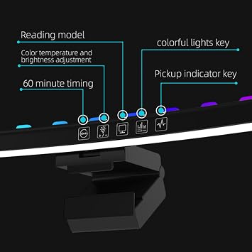 RGB Monitor Lamp Bar, Light Source RGB Monitor Light Bar for Office, Monitor Lamp Bar with RGB Backlight and Music Sync, Eye Caring Curved Computer Monitor Light Bar