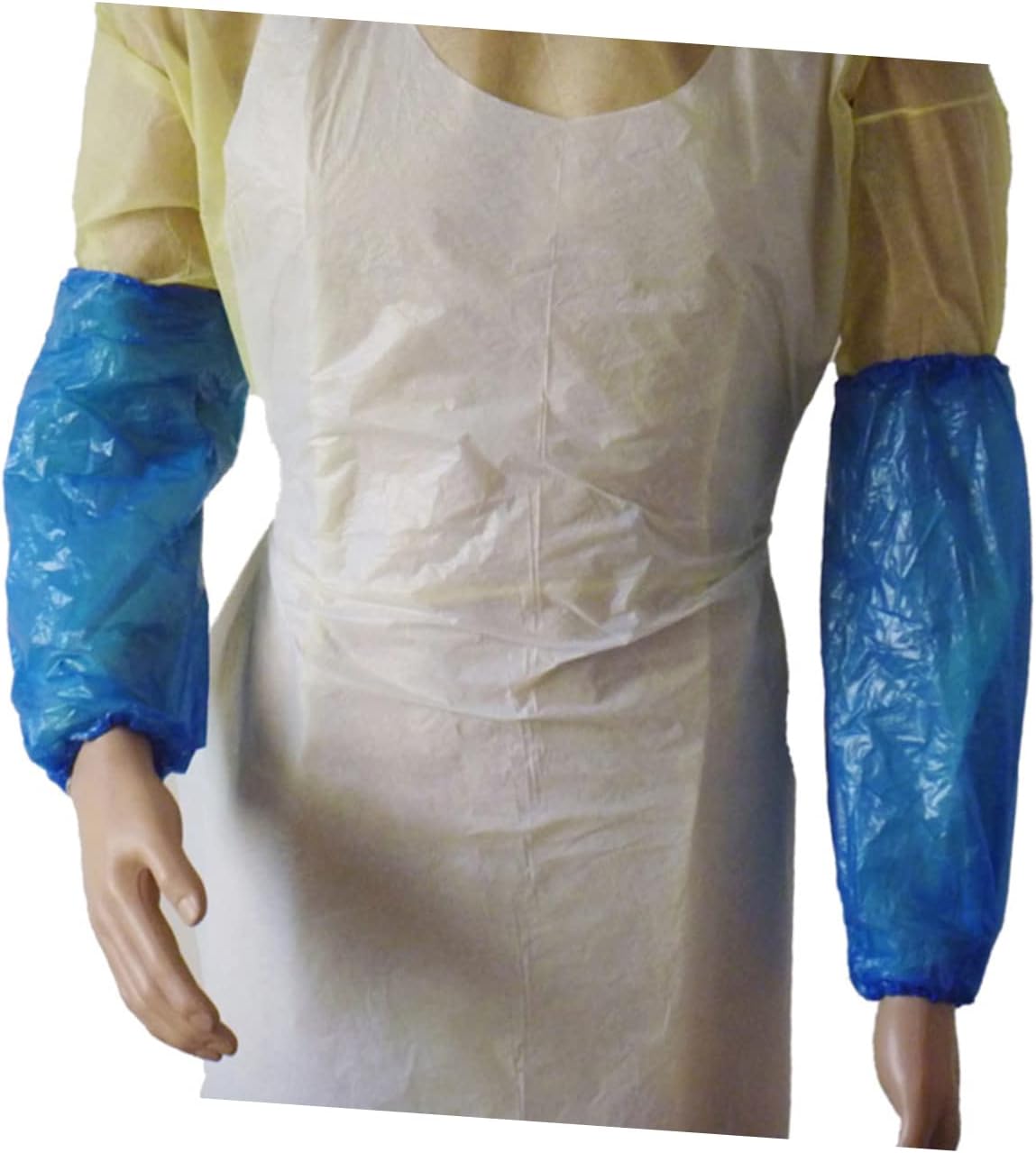 300pcs Protective Oilproof Arm Sleeves Disposable Plastic Sleeves Elastic Fit for Cleaning Painting Repair Kitchen Work