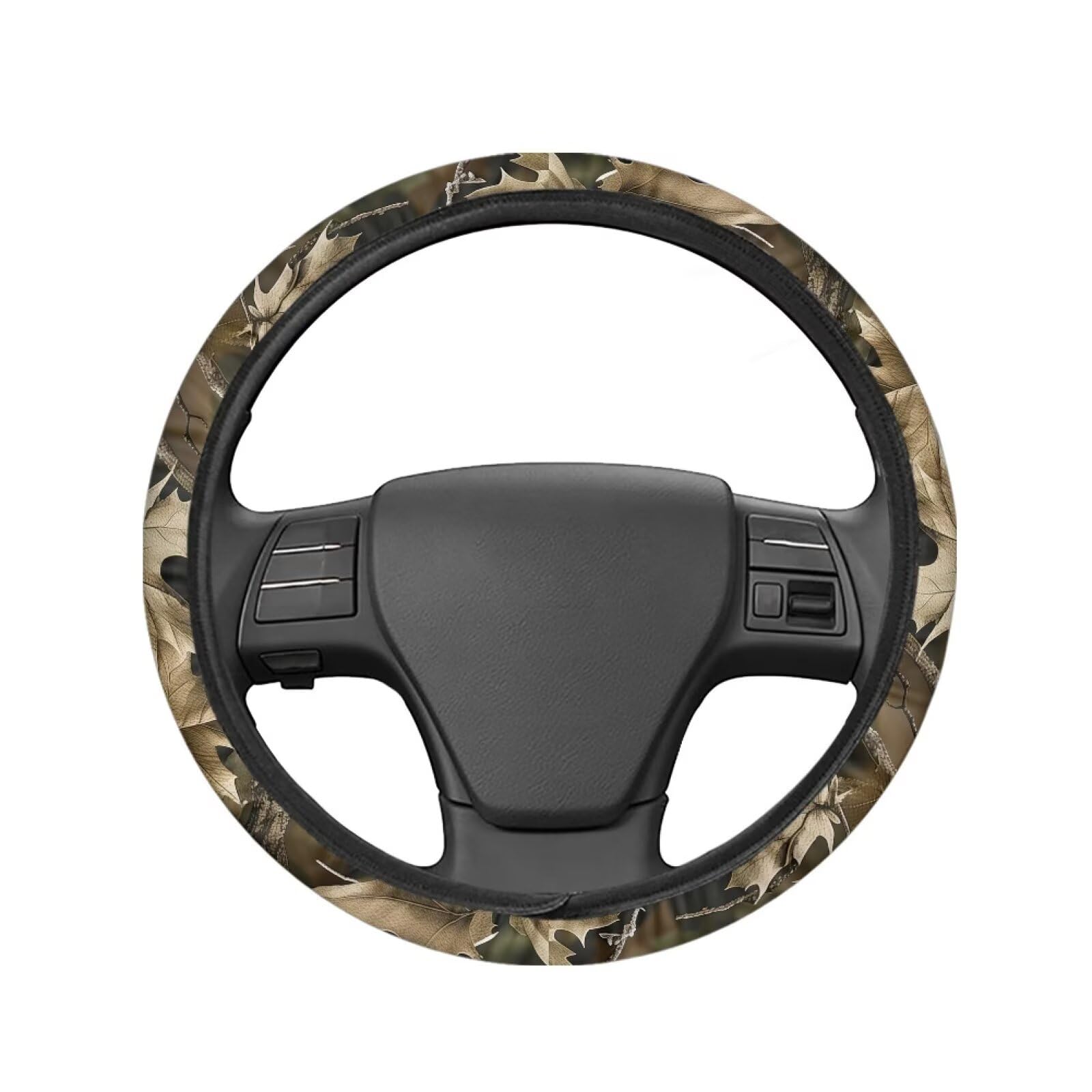 Brown Camo Forest Car Steering Wheel Cover for Men Women Absorbing Sweat Car Interior Protection Accessories Breathable Cars Steering Wheel Protector Cover for Auto