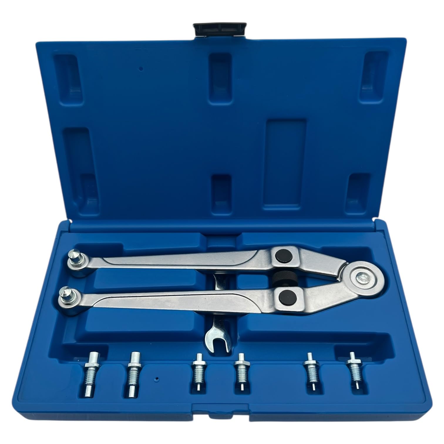 Alkan Stirnlochschlüssel Satz verstellbar Ø 2,5-9 mm CV-Stahl | Verstellbarer Zweilochmutterndreher mit 4 Zapfenpaaren, Ø 2,5-9 mm, für Zahnriemen, Montage & Feinmechanik