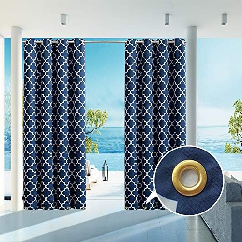 HGMart Patio Outdoor Curtain Waterproof Privacy Indoor Panel UV Protection Top and Bottom Grommets Drape for Porch Gazebo Deck 50" x 96" Mazarine-1 Panel (50"x96")