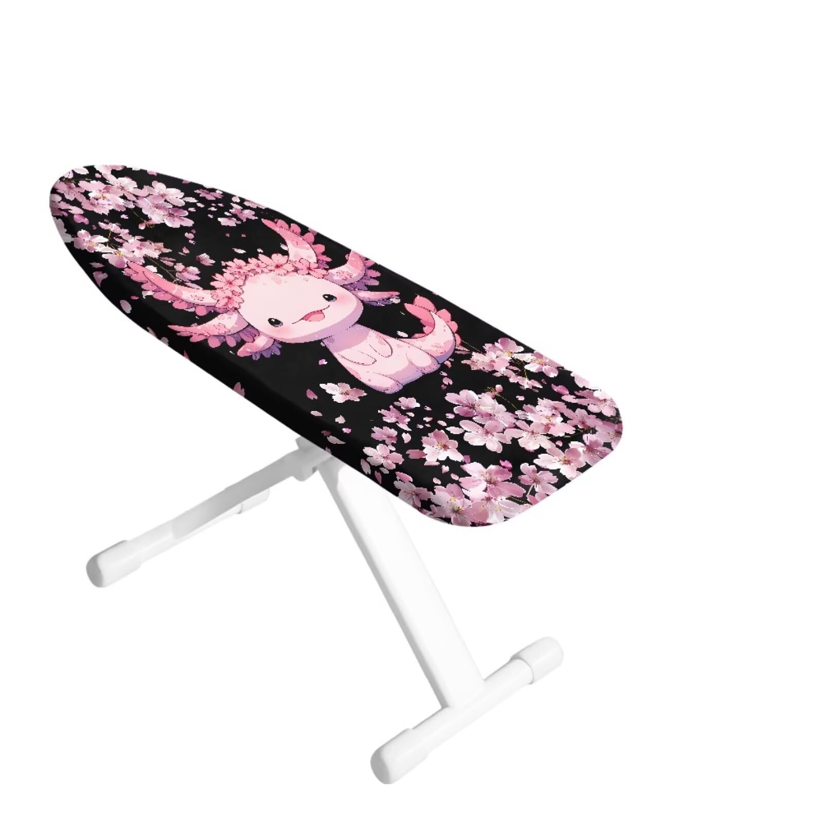 ASQVYIFE Axolotl Ironing Boards for Mini Spaces Cherry Blossom Table Top Ironing Board Cover for Home Dorm 2 Hook and Loop Fastener Strap Elastic Trim for Easy Installation