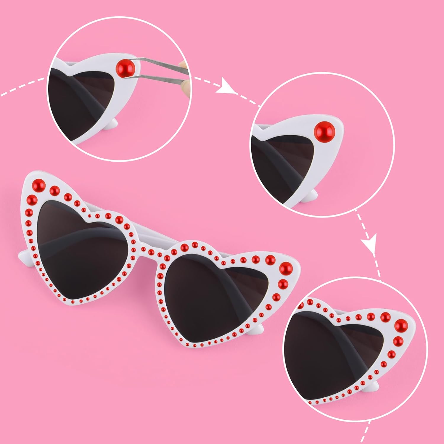 NACHLYNN 6480 Pcs Flat Back Pearl 7 Sizes Red Half Round Beads for Crafts Embellishment - Peach Flatback Pearls for Shoes, Clothes, Bags DIY Making - Image 3