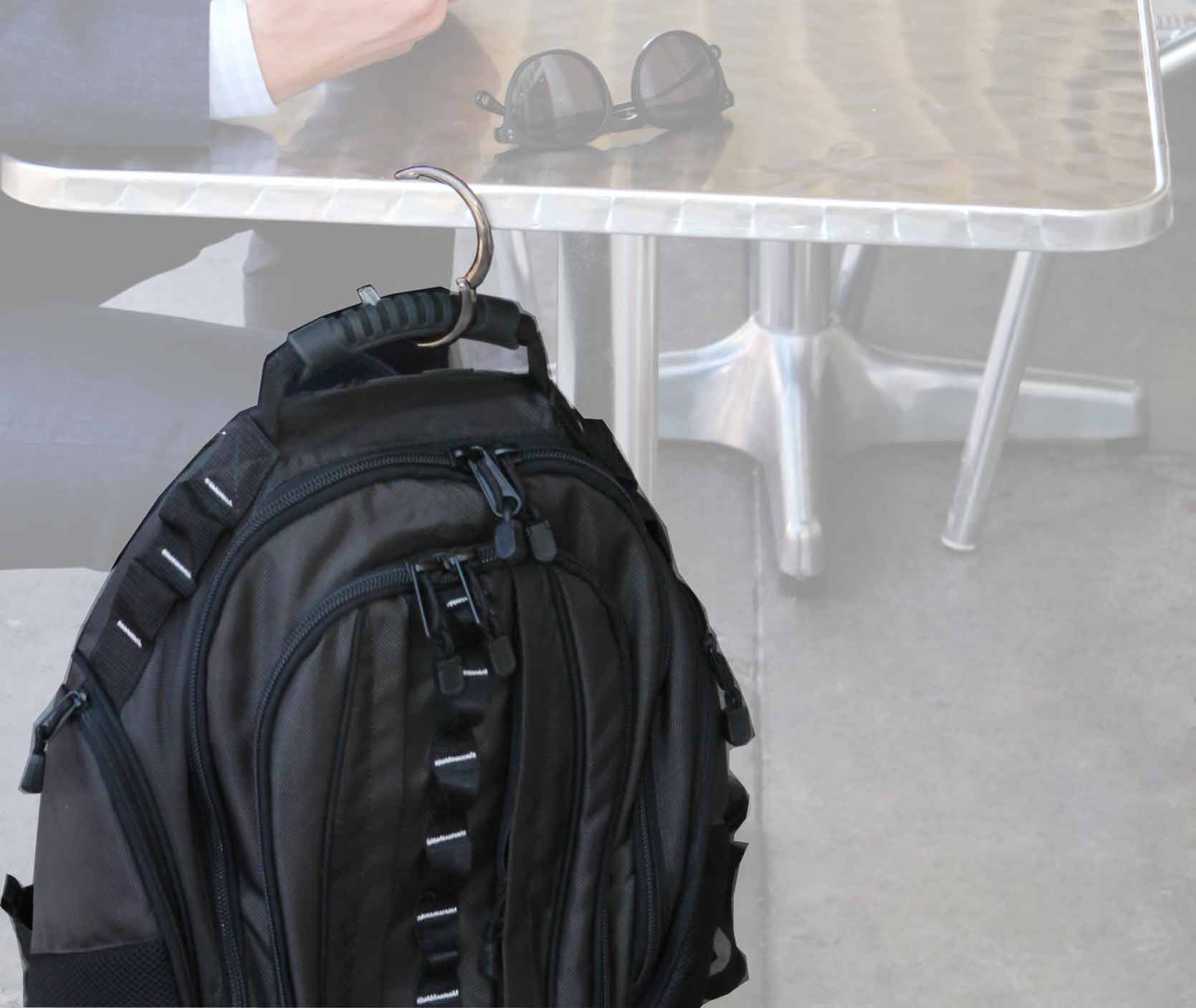 Clipa 2 - Crochet pour Sac / Sac à main - ouvert, c'est un crochet solide, fermé, il devient un anneau, jusqu'à 10 ans de durée de vie - peut également servir de bracelet, Matte Hematite (noir) - 1275