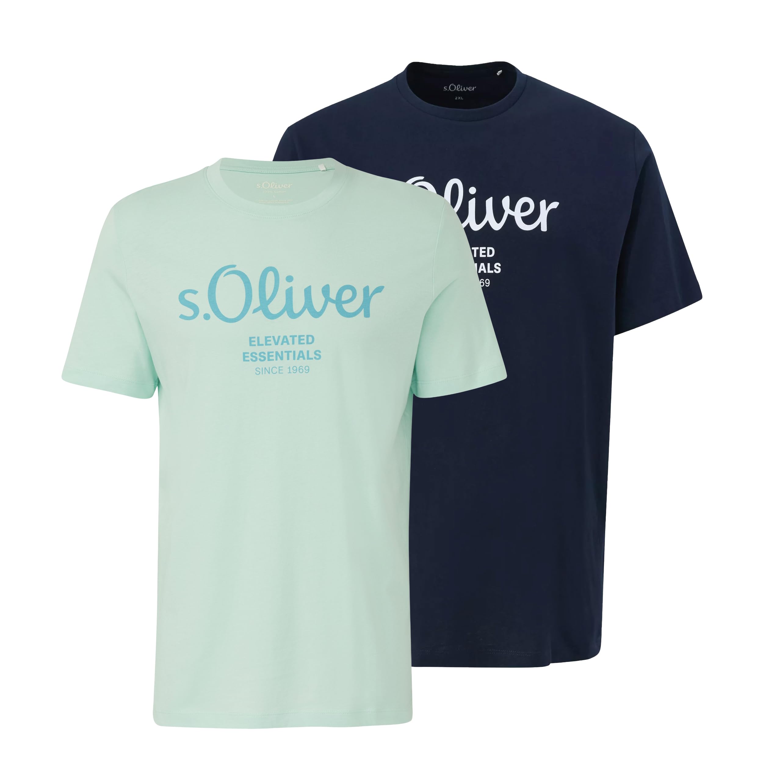 s.Oliver Herren T-Shirt mit Logodruck (DE/NL/SE/PL, Alphanumerisch, M, Regular, Regular, hellgrün/Navy)