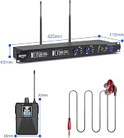 D Debra Audio PRO ER-202 UHF Dupla Csatornás Vezeték Nélküli Fülmonitor Rendszer - Színpadi, Stúdió Használatra, Zenészeknek (4 Vevőegységge 8