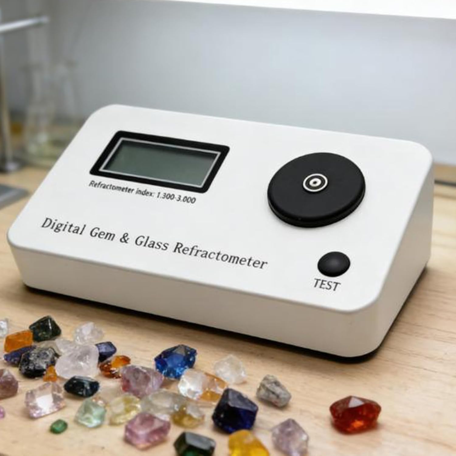 Gemstone Refractometer Tester, Digital Jewelry Tool for Authenticity, Measures Refractive Index 1.300-3.000, Error ±0.005, for Gold, Silver & Diamonds