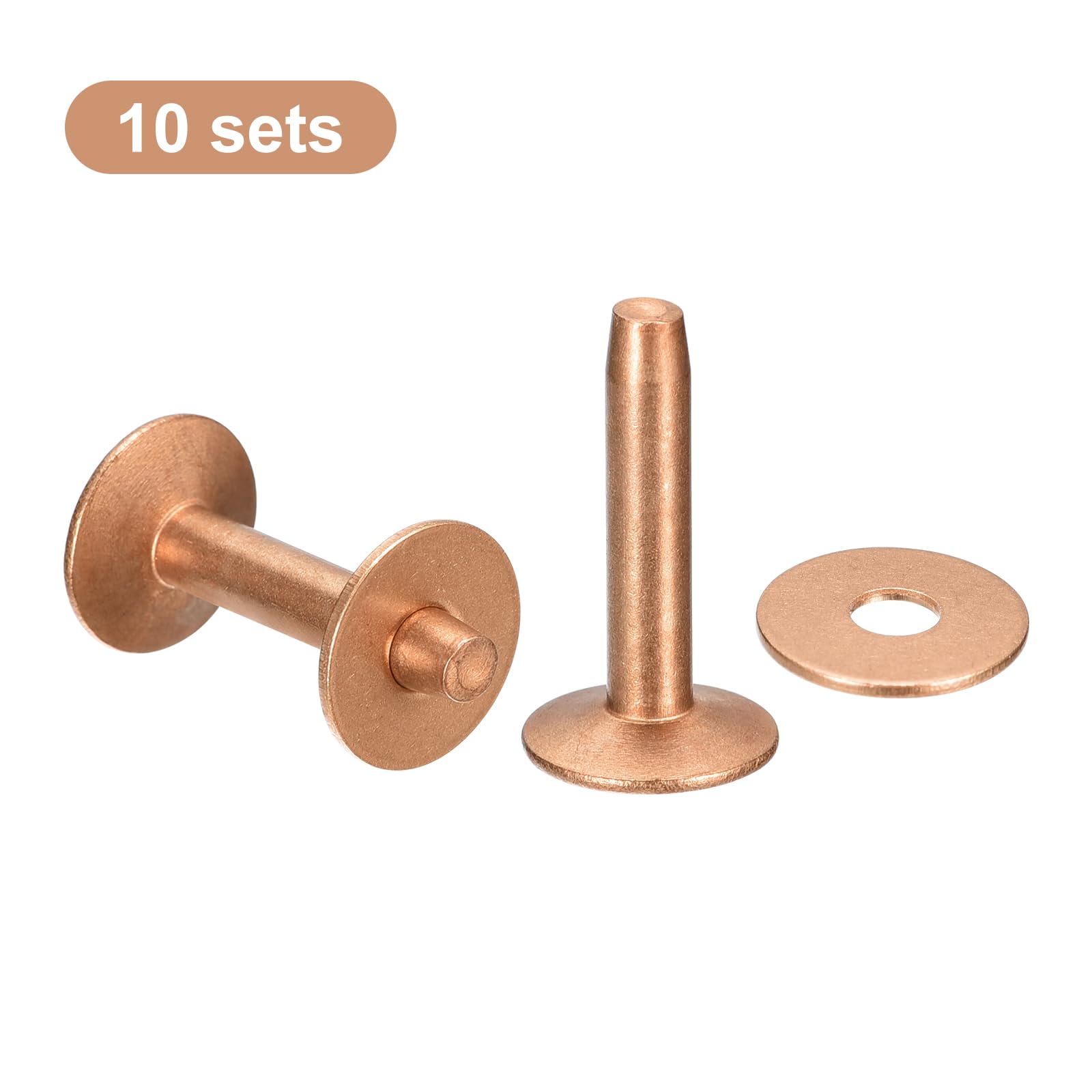Amazon.com: uxcell 10 Set Copper Rivets and Burrs, 12x4x21mm Solid 