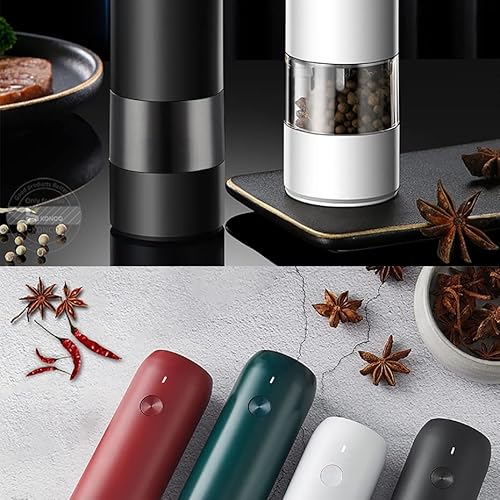 Wdbby 2Pcs Electric Salt Pepper Grinder Set Usb Charge Spice Mill Grinder Adjustable Coarseness Pepper Mill Grinder Kitchen Tools (Color : Black) #TOP4