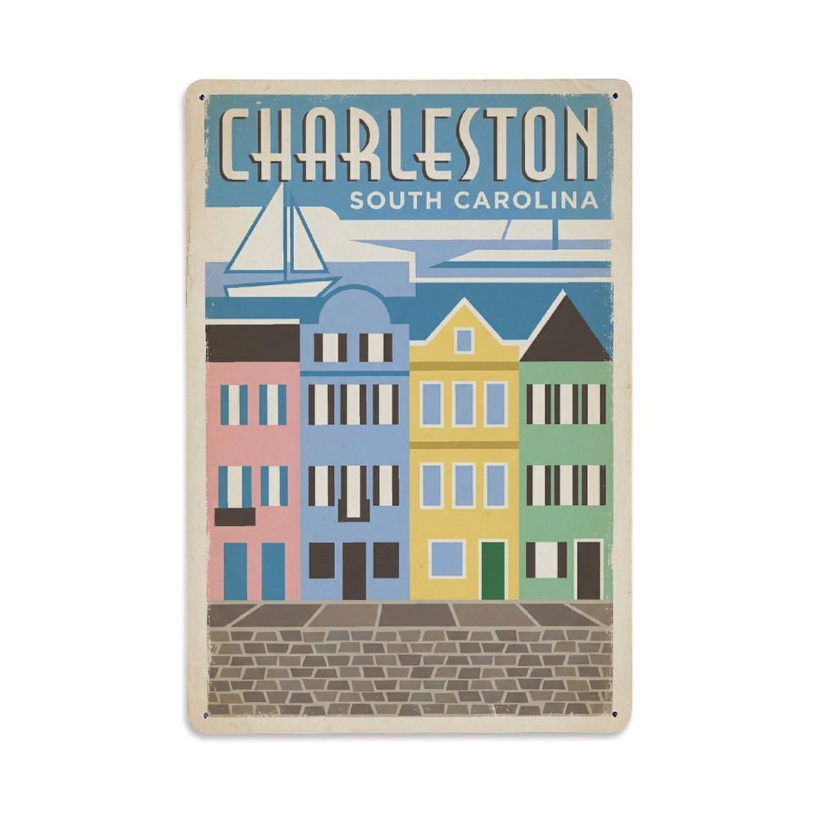 Xanthor Style Travel Vintage Usa Charleston Metal Tin Sign