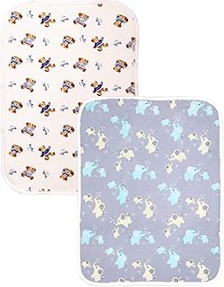 おむつかえシート 防水シーツ ベビー おむつ替えシート 持ち運び マット ちょうど良いサイズ 50 70 ペット 選べるデザイン (青くま＋ぞうさん)