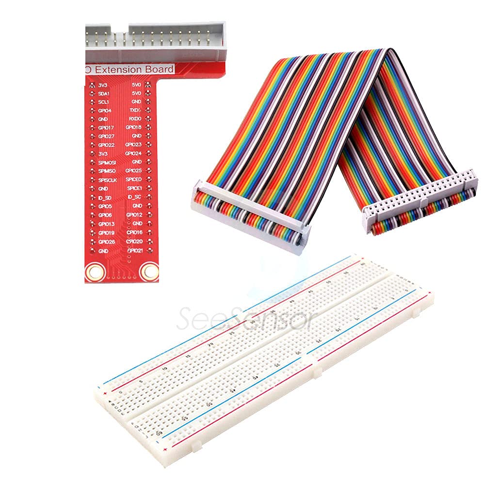 T-Type GPIO Expansion Board + Raspberry Pi 40Pin Cable + MB-102 Breadboard PCB Bread Board for Raspberry Pi 3 2 Model B & B+
