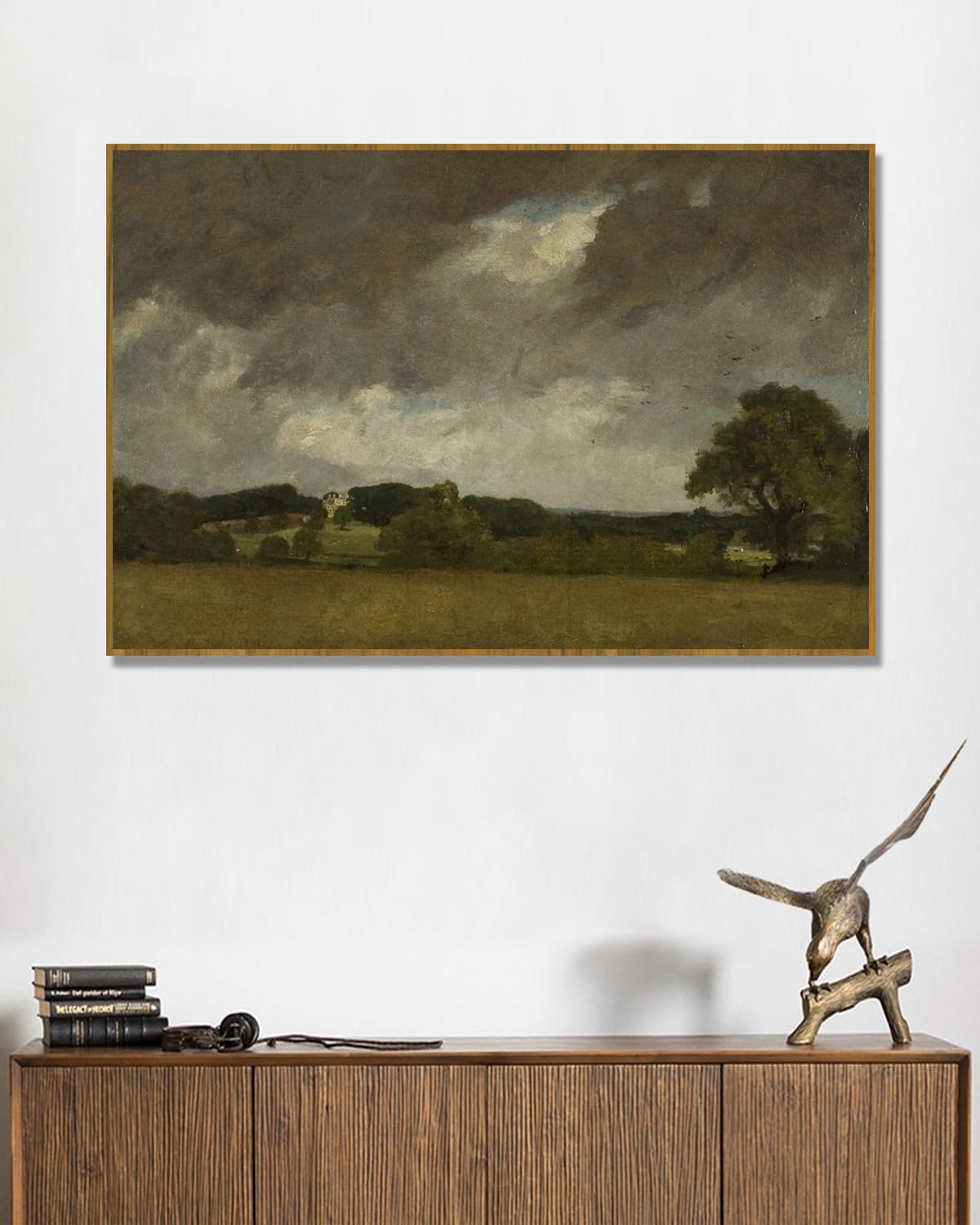 NHLDZYH Rama z drewna tekowego John Constable Reprodukcja (krajobraz 61), angielski romantyczny styl malarski, idealny na prezenty i dekoracje świąteczne. 30 x 45 cm