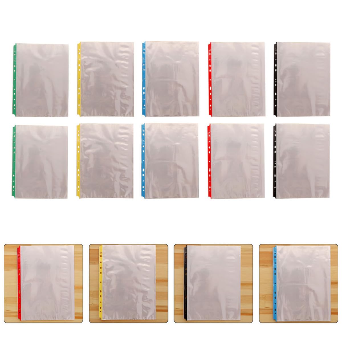 SEWACC Protège-feuilles Transparents A4 pour Classeur 11 Trous, Lot de 100 Pochettes en Pp, Protection Documents pour École et Travail