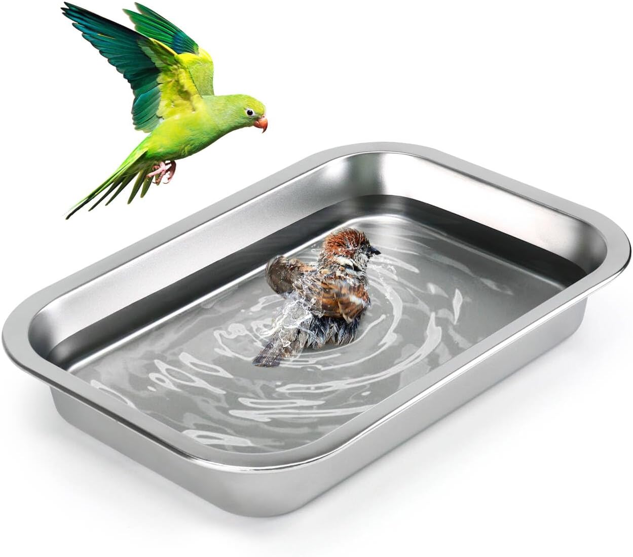 Amazon.com : Nobgum Metal Bird Bath for Cage, Stainless Steel Bird Bath ...
