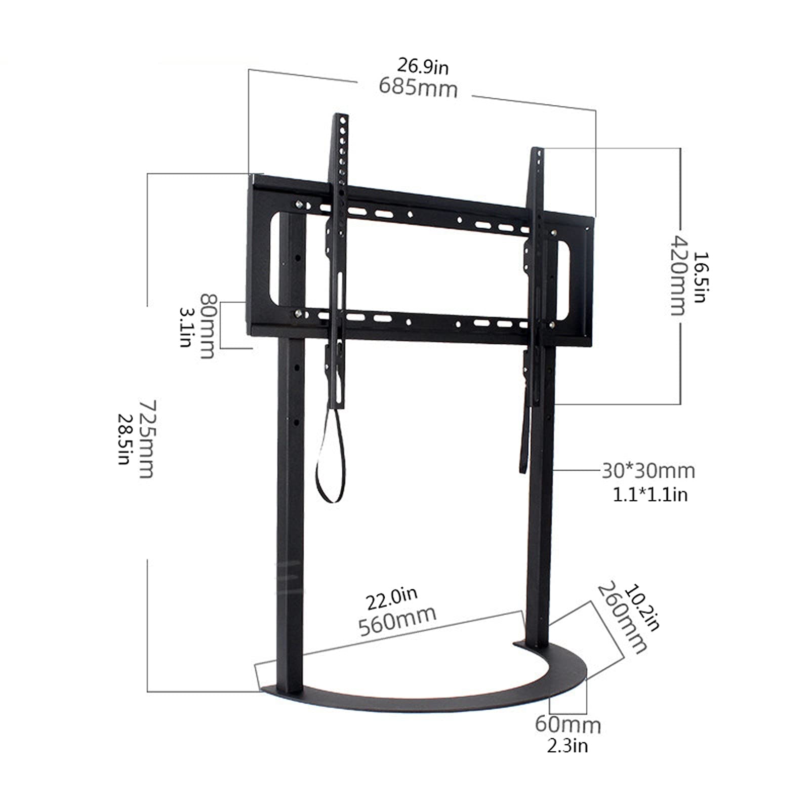 Altura Ajustable Universal TV Stand 37"-65" Tabla TV TV Stops Base Punch-Free Scree LCD TV Soporte de Escritorio, Tiene hasta 66 Libras