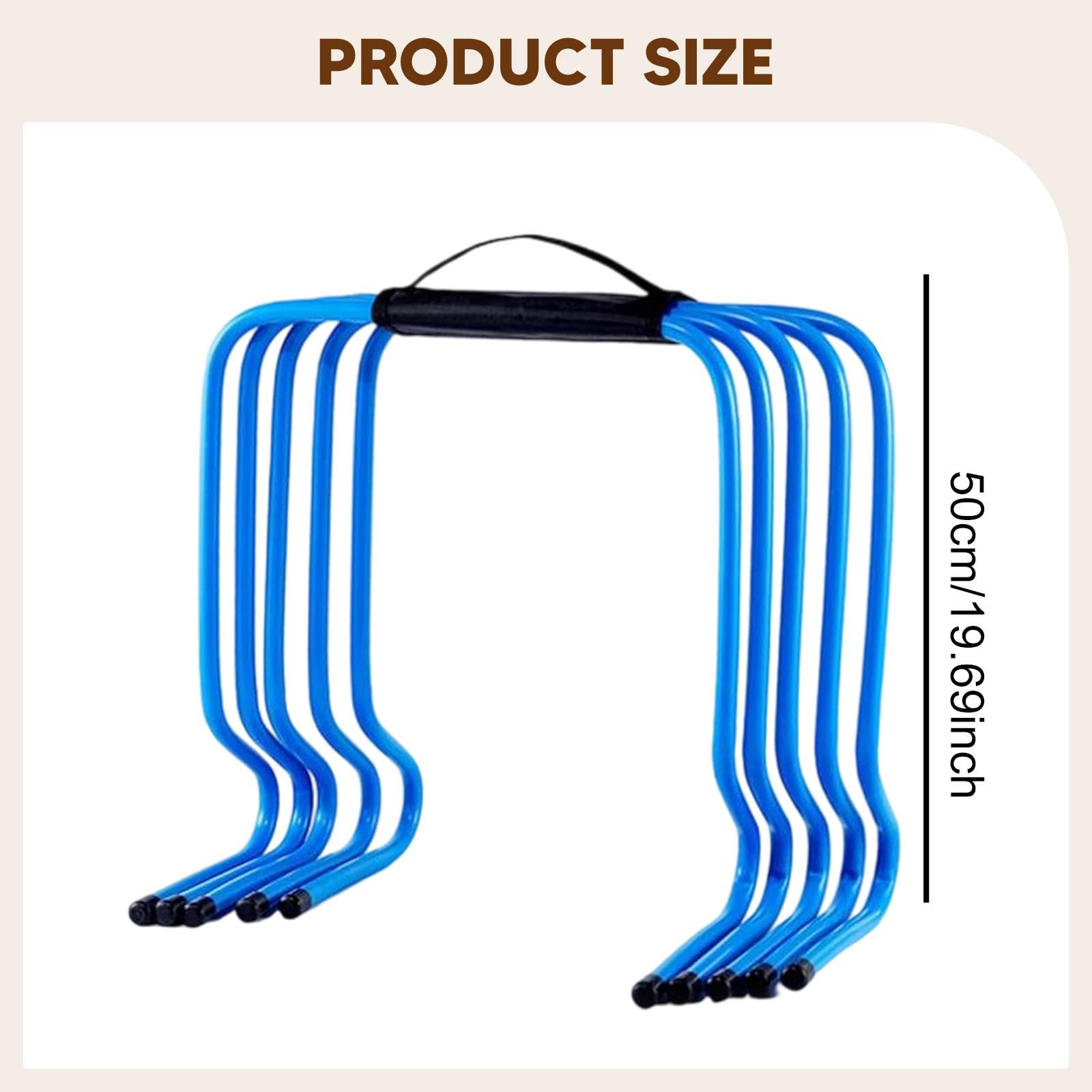 5 Stück Hürden für Agility Training, Geschwindigkeitshürden, Blau, Sprunggeschwindigkeits Trainingsgeräte für Workout, Feld, Fußball, Sport, Kinde, 50cm