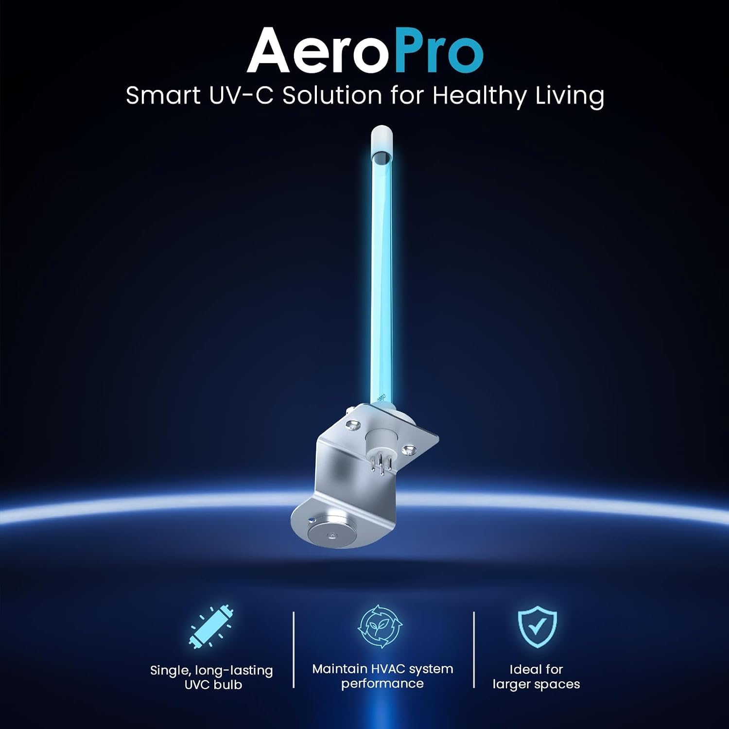 AeroPro UV-C HVAC Light – Single Bulb Air Handler & Coil Light, in-Duct UV Lamp System, Improves HVAC Efficiency, Durable Metal Mount, Easy Installation
