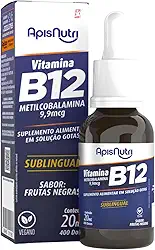 VITAMINA B12 METILCOBALAMINA VEGANA ALTO TEOR DE VITAMINA B12 APENAS 1 GOTA AO DIA 20ML 400 DOSES – APISNUTRI