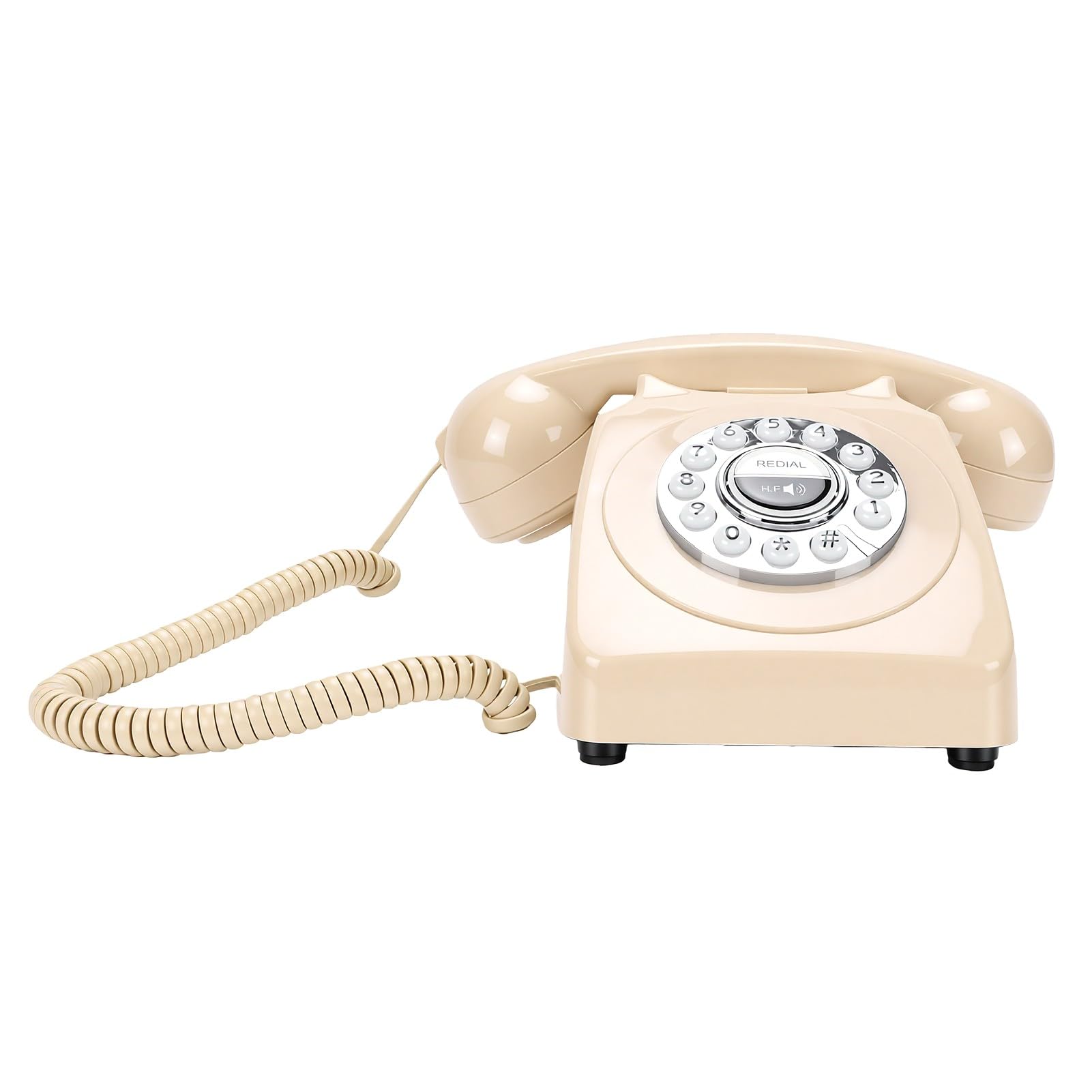 Luocute Telefono Bluetooth retrò, Telefono Fisso Cordless con Ricevitore e Vivavoce per Ufficio Domestico, Chiamate in Vivavoce e Riproduzione Musicale Tramite Smartphone, Ricaricabile