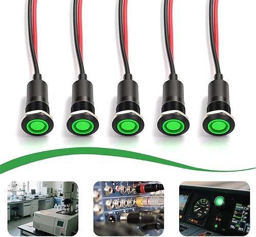 Miniatura 38 de 2 unids 0.472 in (1/2 ") luz indicadora LED blanca impermeable lámpara de señal de metal 5 V 12 V 24 V IP67 piloto tablero cabeza para coche