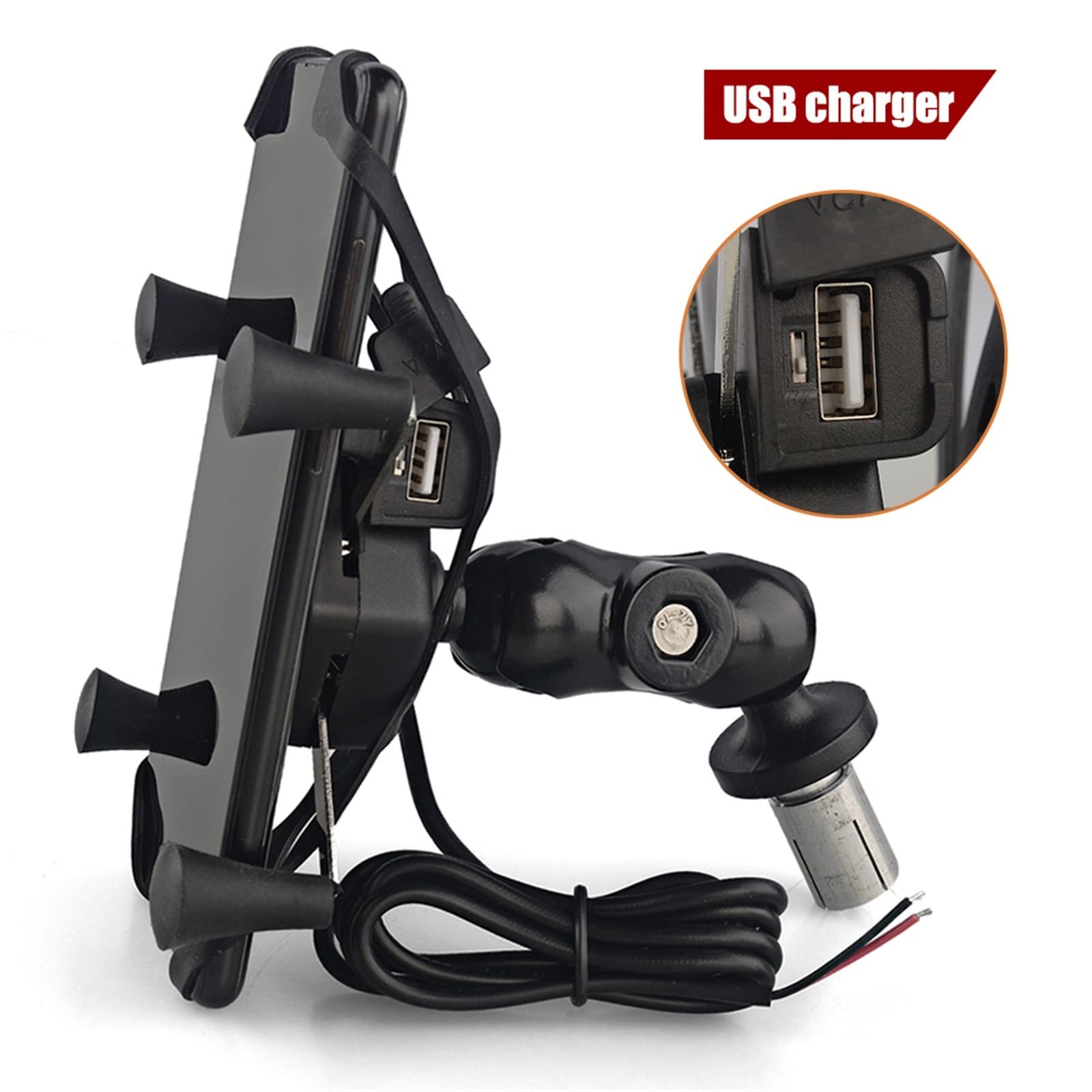 IWBR Uchwyt na telefon motocyklowy z uchwytem do ładowarki USB uchwyt na telefon komórkowy uchwyt do nawigacji GPS pasuje do Suzuki dla BMW dla Yamaha dla Kawasaki