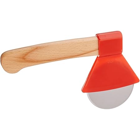 DCI Ax Pizza Cutter, Stainless Steel Cutting Blade, Wood Handle, Red