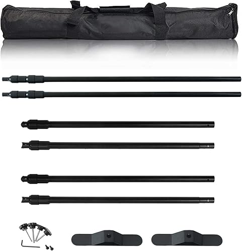 Miniatura 7 de AkTop Kit de soporte de telón de fondo resistente de 10 x 8 pies, escalón de fotografía ajustable y soporte de repetición para fiestas, fondo