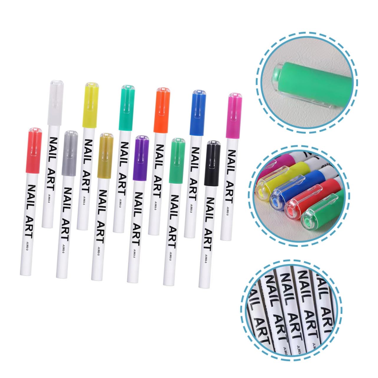 12pcs Colorful Nail Art Painting Pens Plastic Manicure Tool for DIY Nail Designs and Salon Use with Use Fine Line Drawing Markers