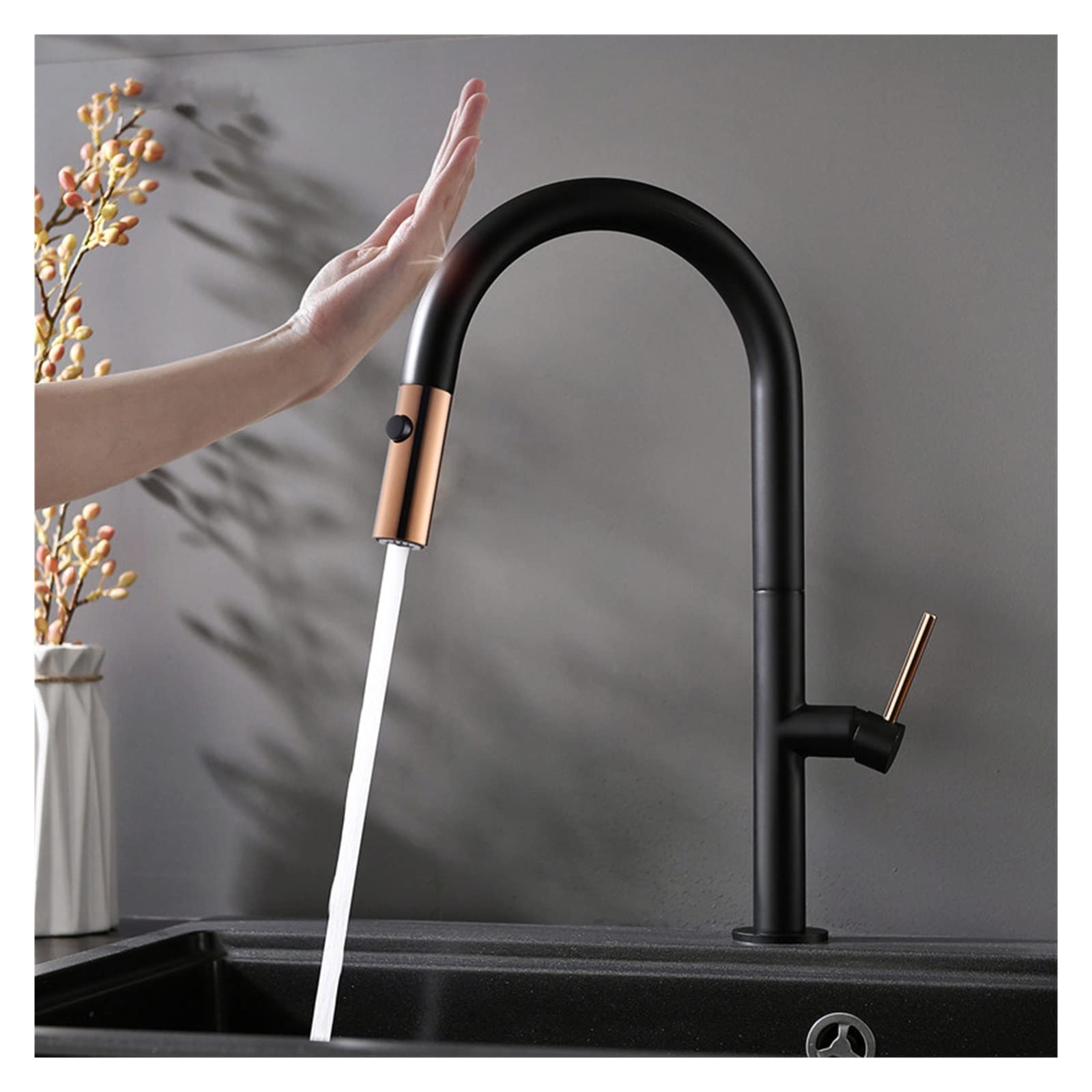Robinet mitigeur extractible noir pour simplifier la préparation des repas en cuisine