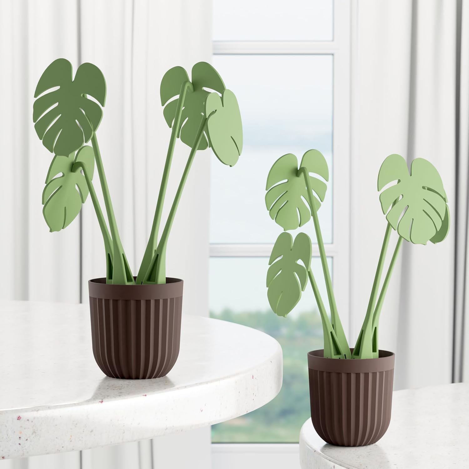 Premium Leaf Coaster Set with Pot | Heat Resistant Drink Coasters for Tea Coffee Cups | Decorative Artificial Plant Table Mats for Home Office Dining Table (2)-image-13