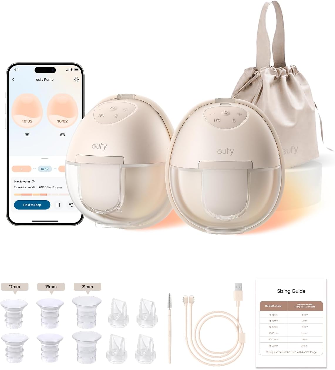 eufy Security Wearable Breast Pump S1 Electric Hands-Free Breast Pump with Heating Technology, App-Controlled Smart Rhythm, Hospital-Grade Suction, Portable Design, Leak-Proof and Ultra-Quiet
