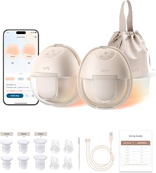 eufy Breast Pump S1,Wearable Electric Breast Pump with Heating Technology, Hands-Free,App-Controlled Smart Rhythm, Hospital-Grade Suction, Portable Design, Leak-Proof and Ultra-Quiet
