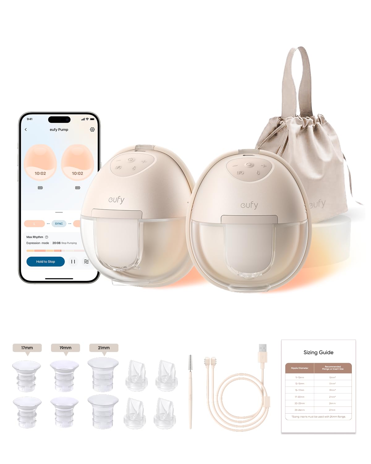 eufy Security Wearable Breast Pump S1 Electric Hands-Free Breast Pump with Heating Technology, App-Controlled Smart Rhythm, Hospital-Grade Suction, Portable Design, Leak-Proof and Ultra-Quiet