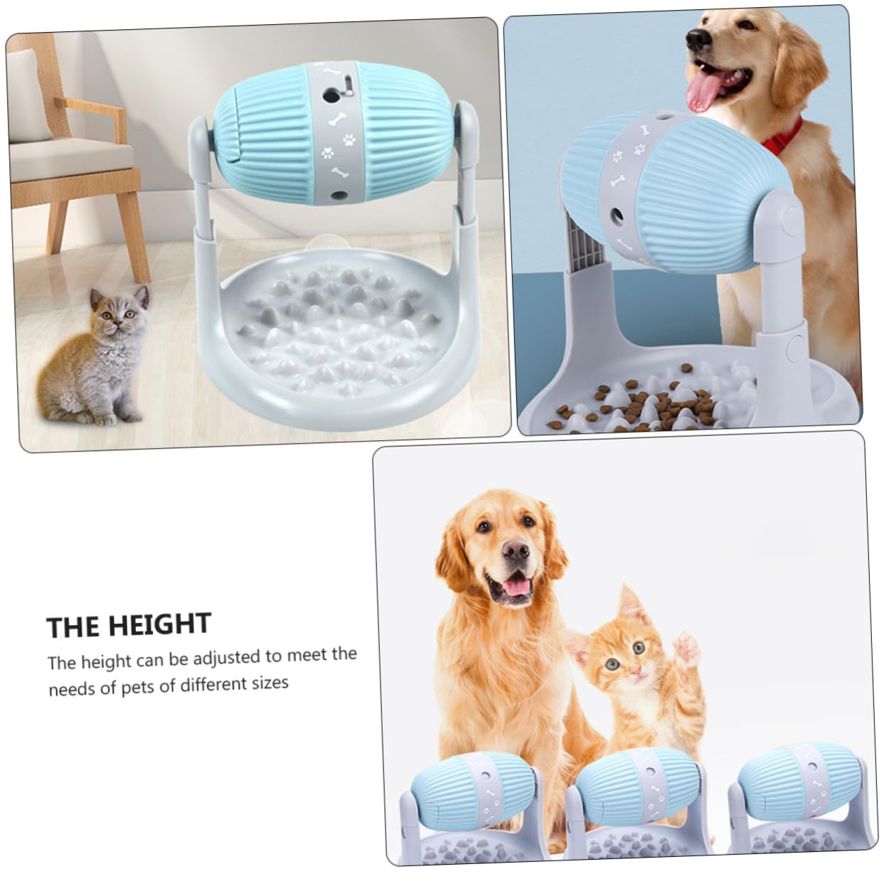 ORFOFE Dispenser Di Cibo Per Animali Regolabile Gioco Interattivo Antipasto Lento Per Cani e Gatti Con Base Antiscivolo Insegna Abitudini Alimentari Sane e Previene Rischio Di
