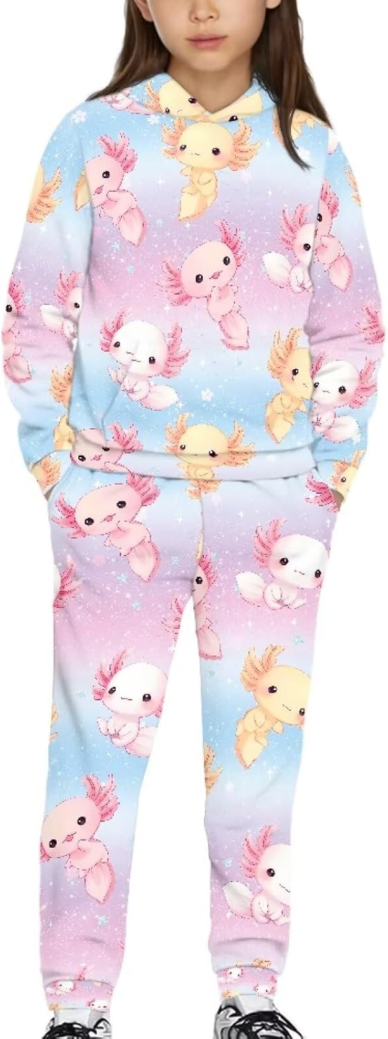 Pensura 2PCS Girls Boys Sweatsuit Set with Long Sleeve Pullover Hoodie & Athletic Jogger Sweatpants