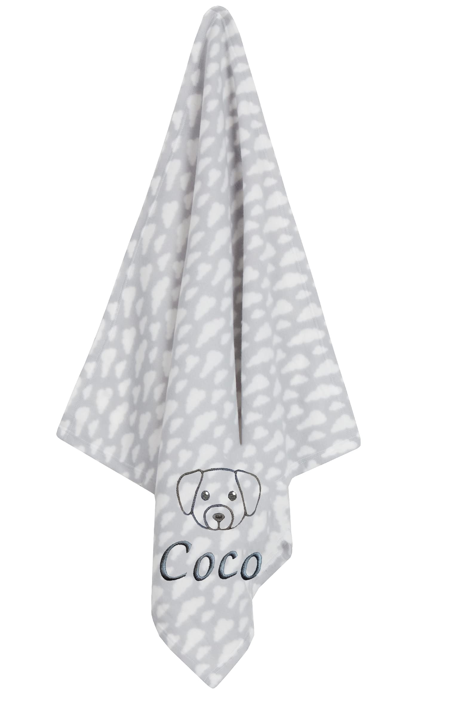 Jjlc Grey Cloud - Dog Face Personalised Pet Dog Puppy Blanket Cat Kitten Bed Fleece (Grey Cloud - Dog Face)