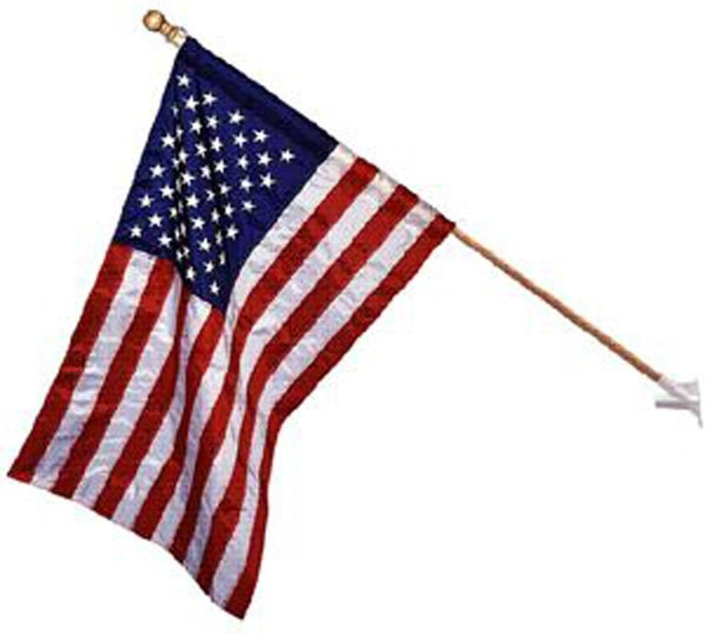 Heath Outdoor Products 25143 American Flag Kit - includes 2.5 by 4 Foot Nylon Flag, with 5 Foot Wooden, 2 Piece Pole