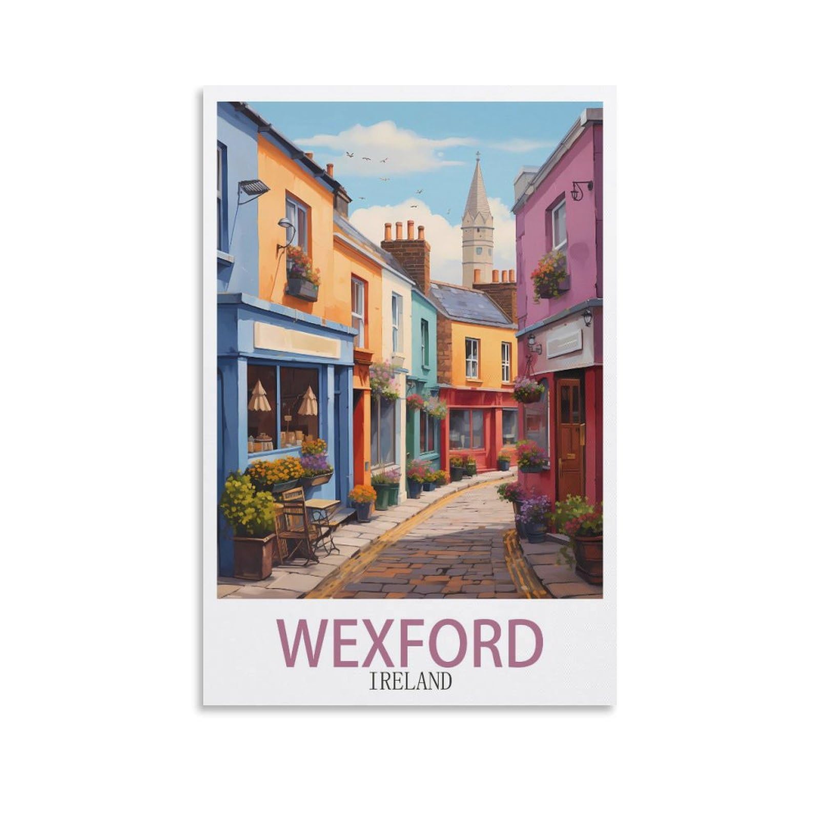 ZBBGGOZ Wexford Ireland Vintage Travel Poster 12x18inch(30x45cm) Canvas Wall Posters And Art Picture Print Modern Family Bedroom Decor
