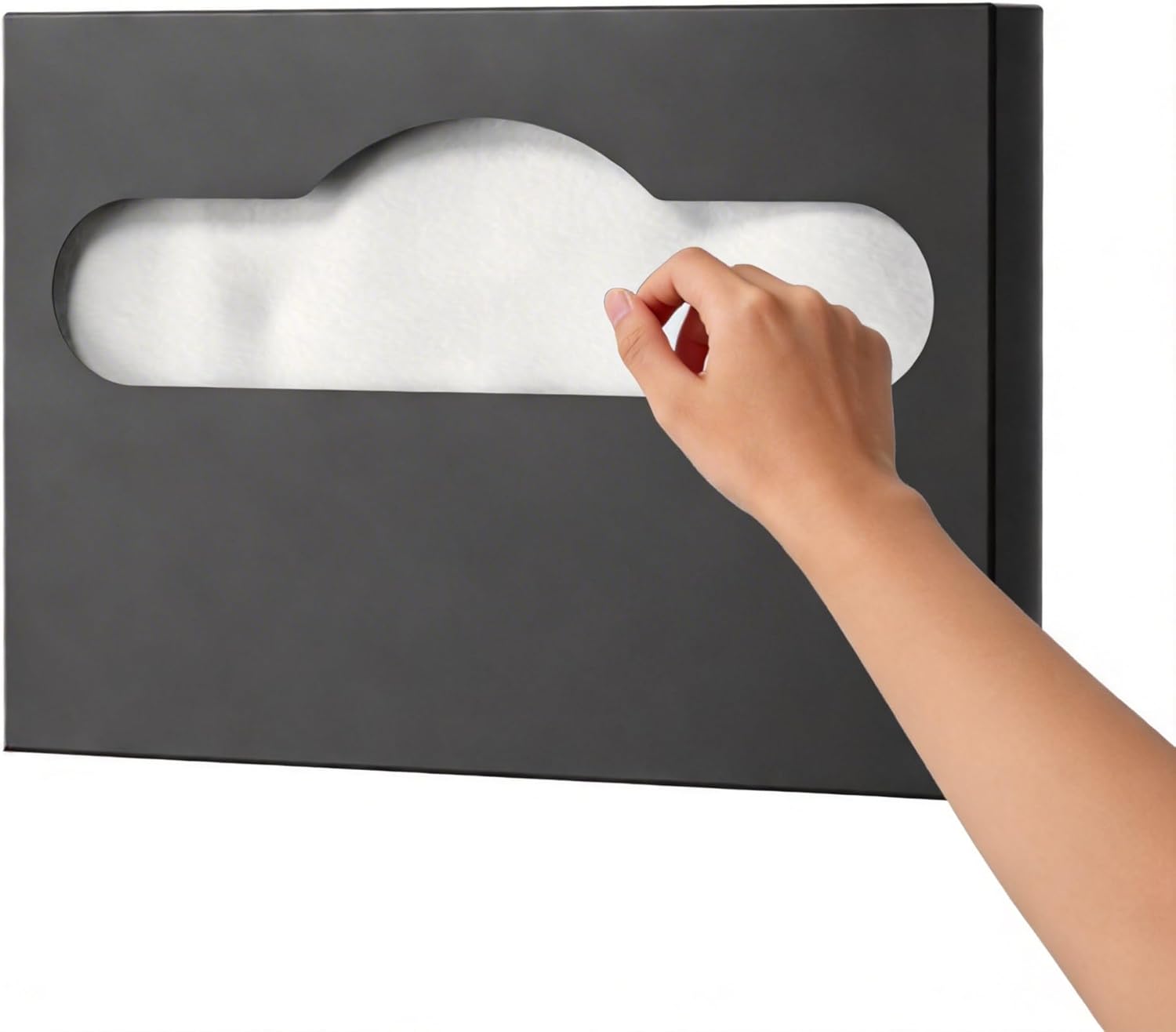 304 Stainless Steel Toilet Seat Cover Dispenser, Wall Mounted Single or 1/2 Fold Toilet Seat Covers Holder for Commercial & Home Office(Matte Black)