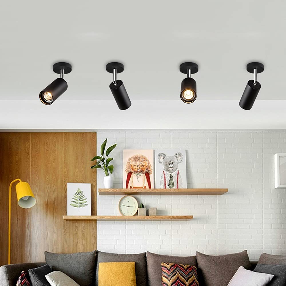 Paquete de 2 focos de Techo LED de Pared, Apliques de Pared Ajustables y giratorios GU10, lámpara de Lectura de Noche, lámparas de Superficie para baño [Clase energética A++]