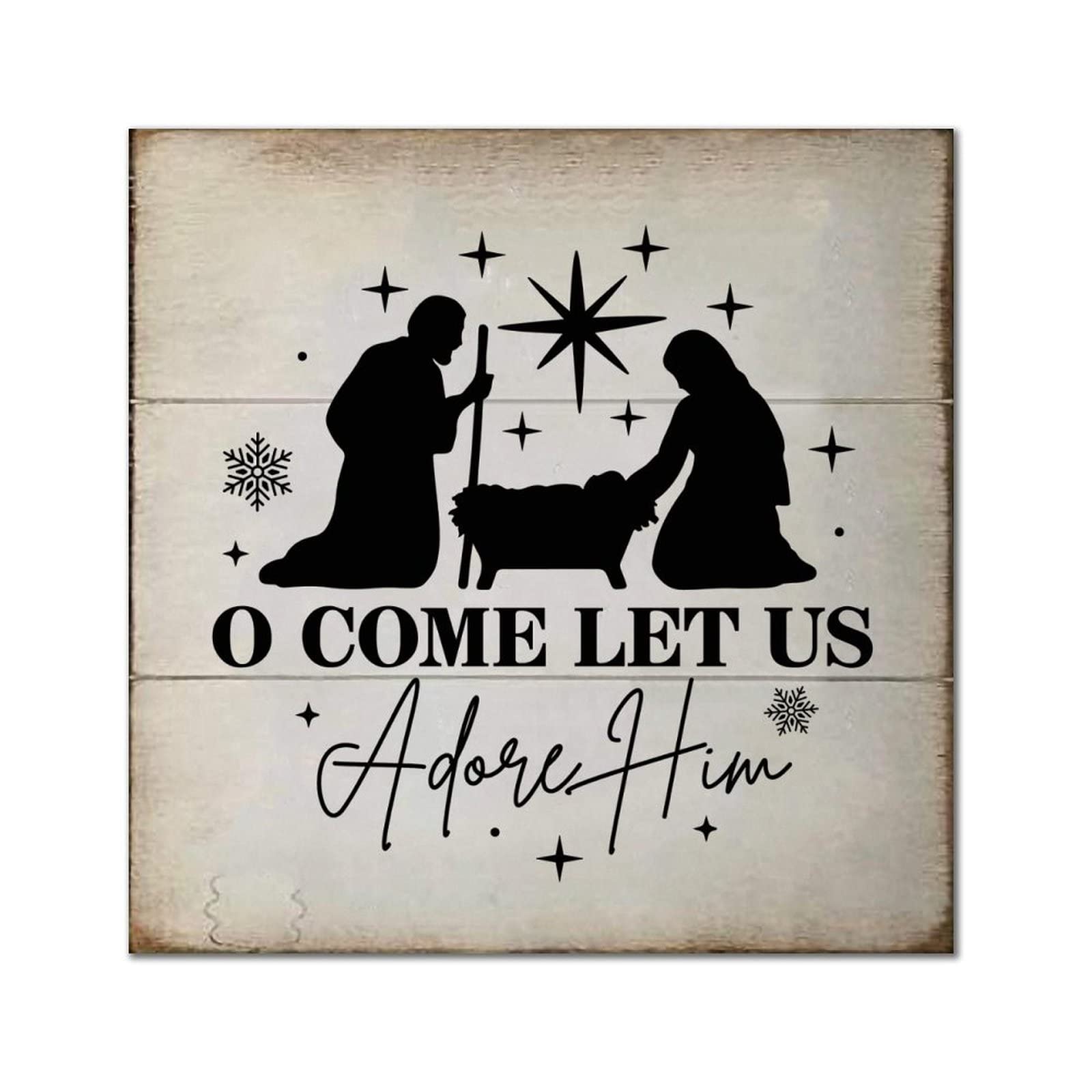 Plaque murale en bois o come let us adore him objet suspendre de bureau