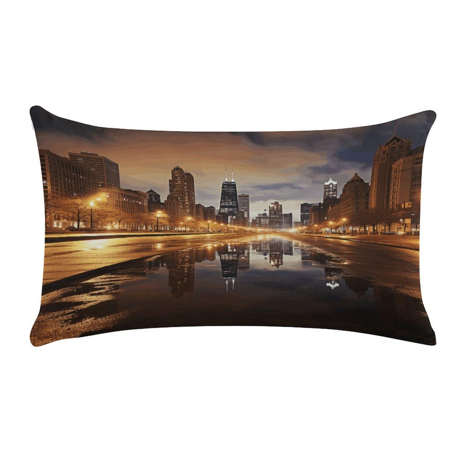 MUSM Chicago Throw Pillow Cover Rectangle Short Plush Pillowcase Soft Luxury Decorative Lumbar Throw Pillow Case with Zipper Short Plush Cushion Cases 12 X 20 Inch