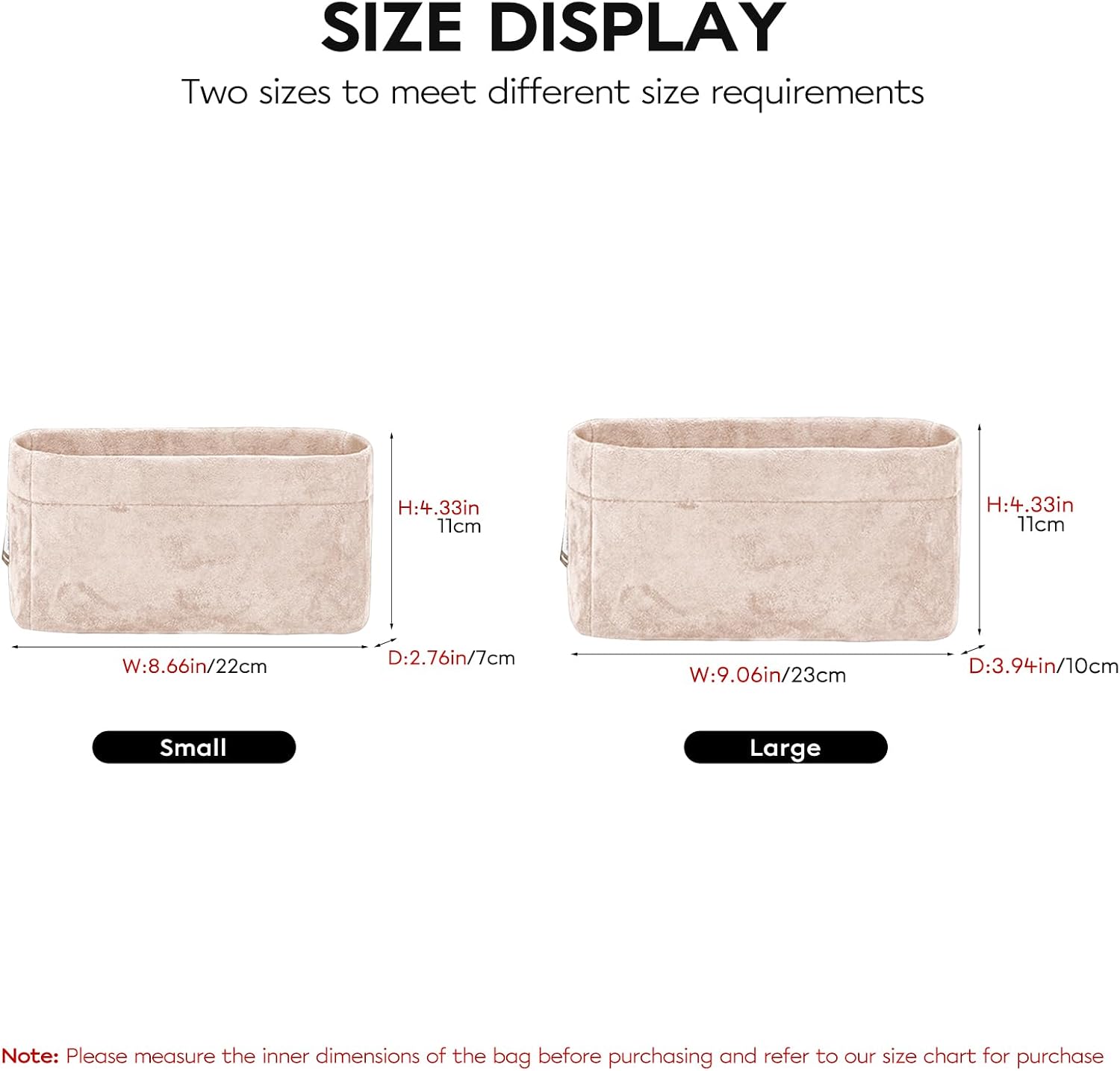 GIVLEFLY Velvet Purse Organizer Insert for Kelly 25, Structured Handbag Liner with Multiple Pockets, Soft Velvet Bag Divider Shaper for Structured Satchel Bag，beige