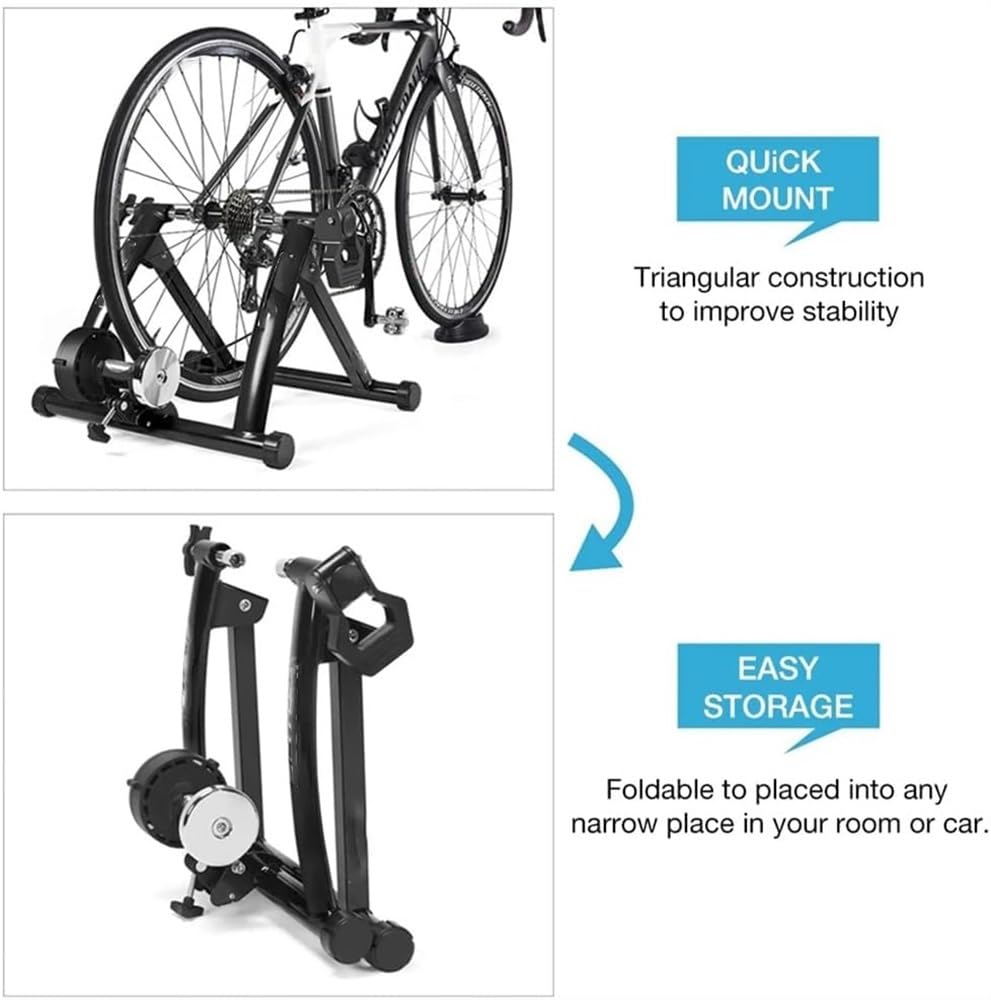 Stationärer Fahrradständer for Indoor-Reiten, Radfahren, magnetischer Fahrradtrainer-Ständer for Indoor-Übungen, zusammenklappbarer intelligenter Fahrradtrainer, Fahrradtrainer-Ständer for 26-28 Zoll,